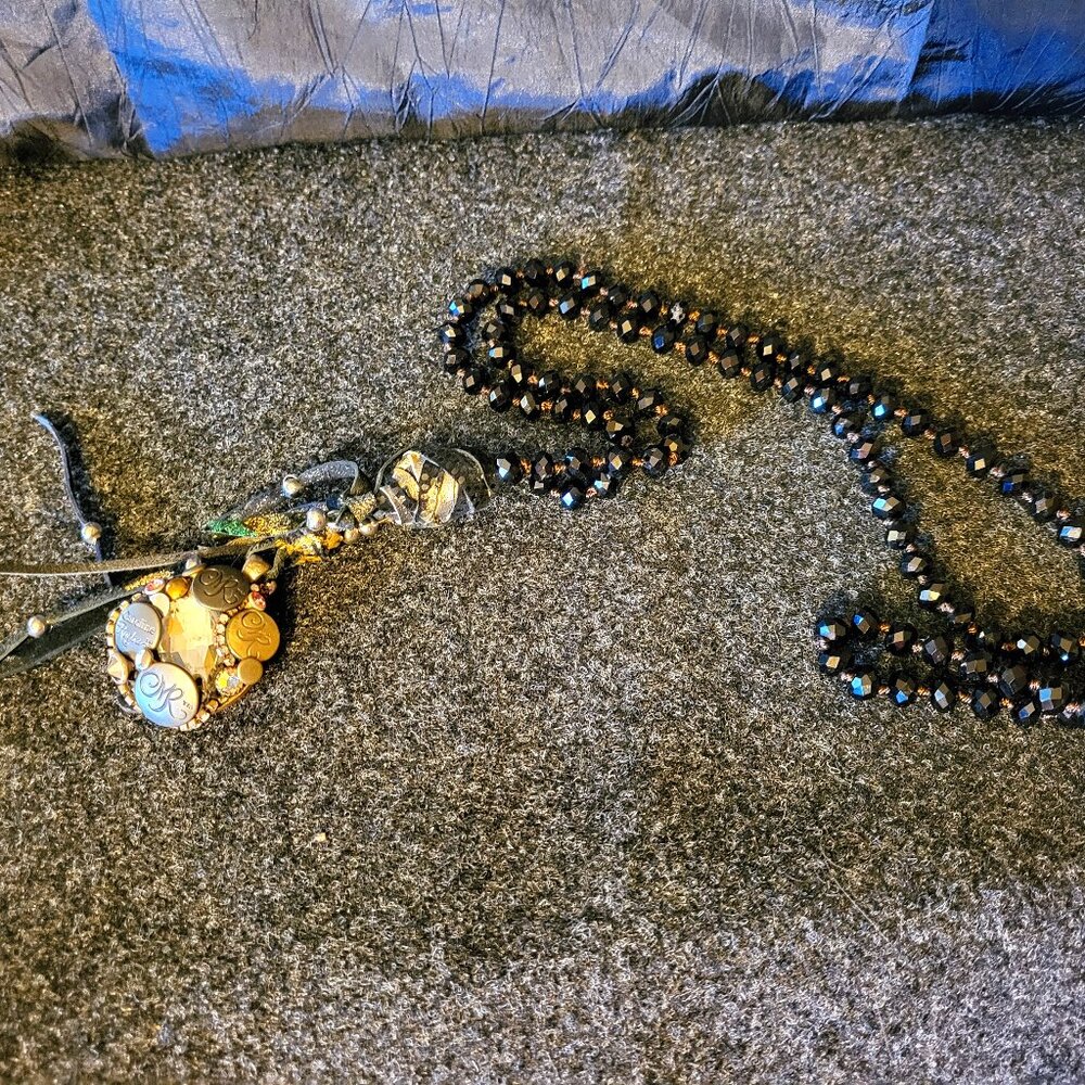 Caroline Rocha Hand Crafted Black Beaded Necklace